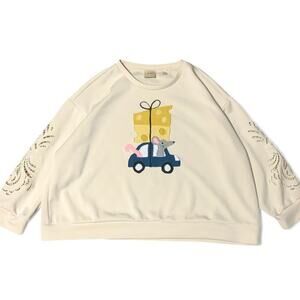 Custom Upcycled Mouse Driving Car Patchwork Sweatshirt 3XL